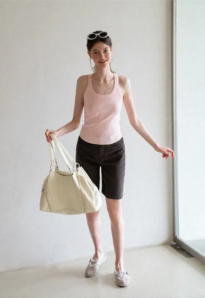 High Waist Cropped Denim Shorts