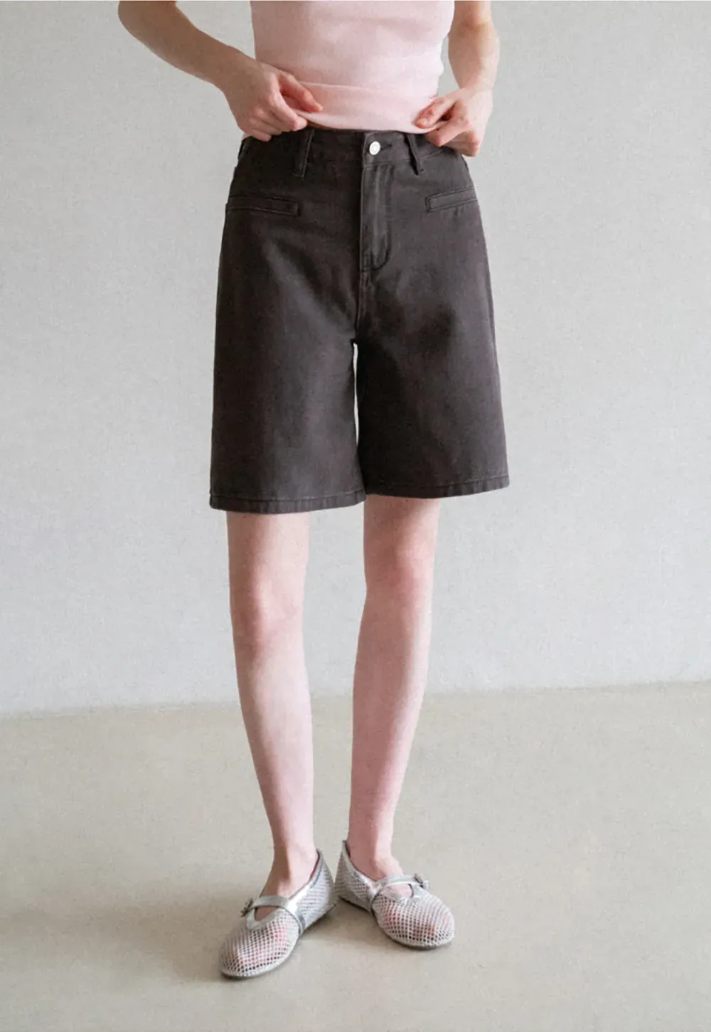 High Waist Cropped Denim Shorts