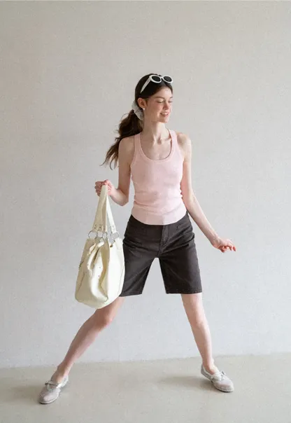 High Waist Cropped Denim Shorts