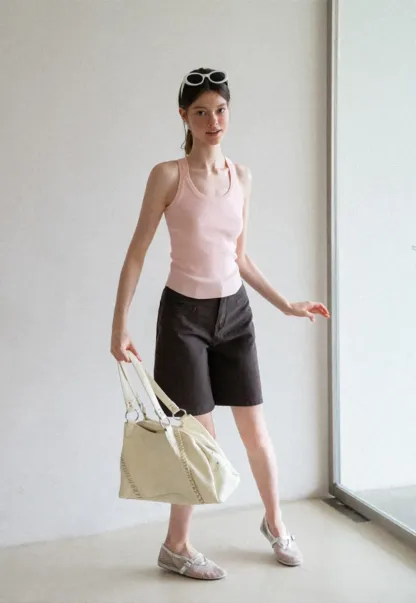 High Waist Cropped Denim Shorts