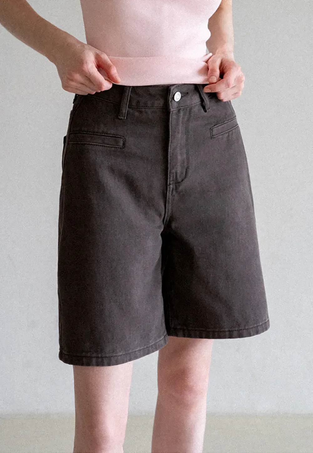 High Waist Cropped Denim Shorts