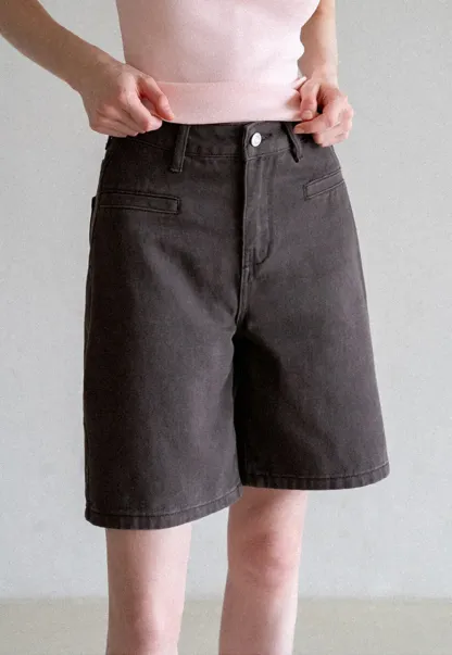 High Waist Cropped Denim Shorts