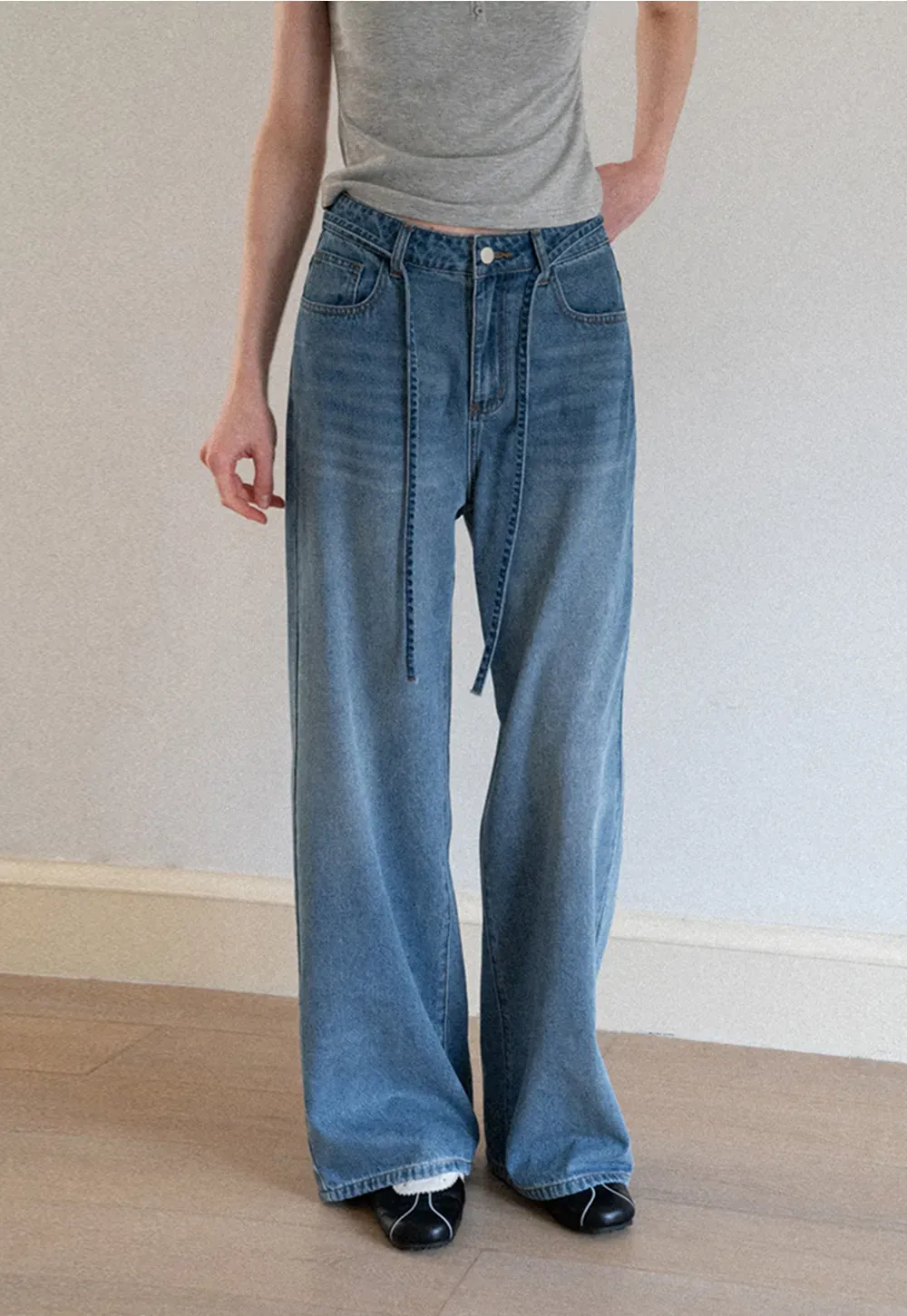 High Waist Wide Leg Denim Jeans