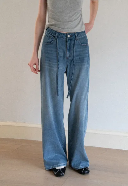 High Waist Wide Leg Denim Jeans