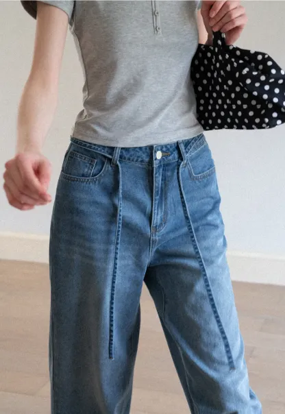 High Waist Wide Leg Denim Jeans