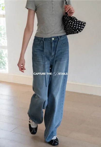 High Waist Wide Leg Denim Jeans