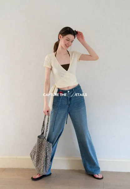High Waist Wide Leg Denim Jeans