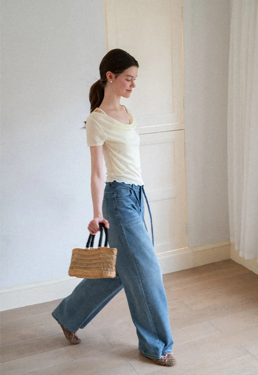 High Waist Wide Leg Denim Jeans