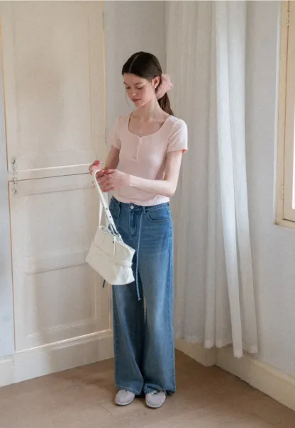 High Waist Wide Leg Denim Jeans