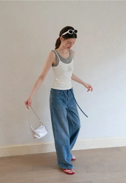 High Waist Wide Leg Denim Jeans