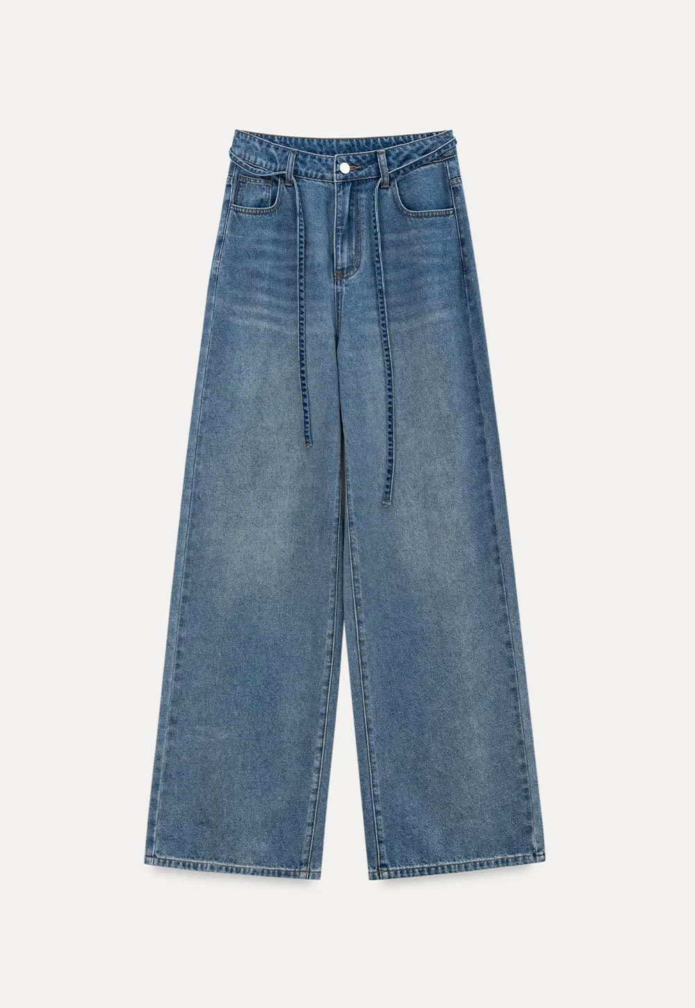 High Waist Wide Leg Denim Jeans