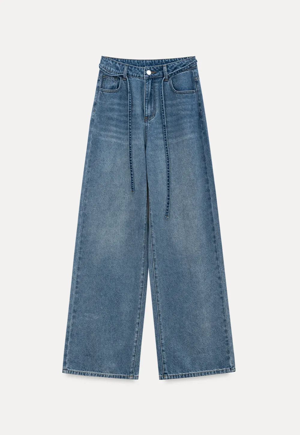 High Waist Wide Leg Denim Jeans