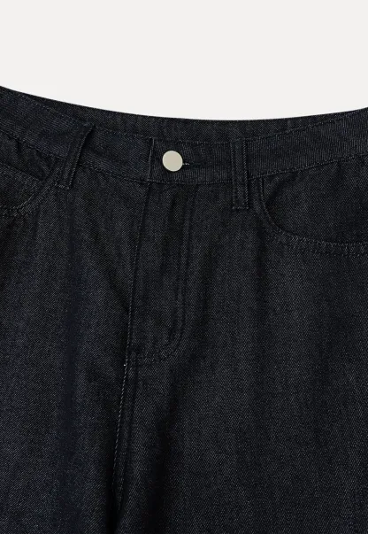 Ruffled Hem Cropped Denim Pants
