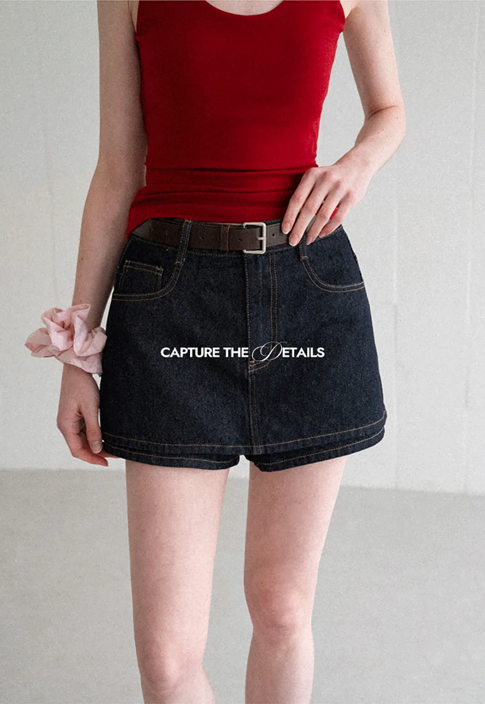 High Waist Denim Mini Skirt With Belt Loop Detail