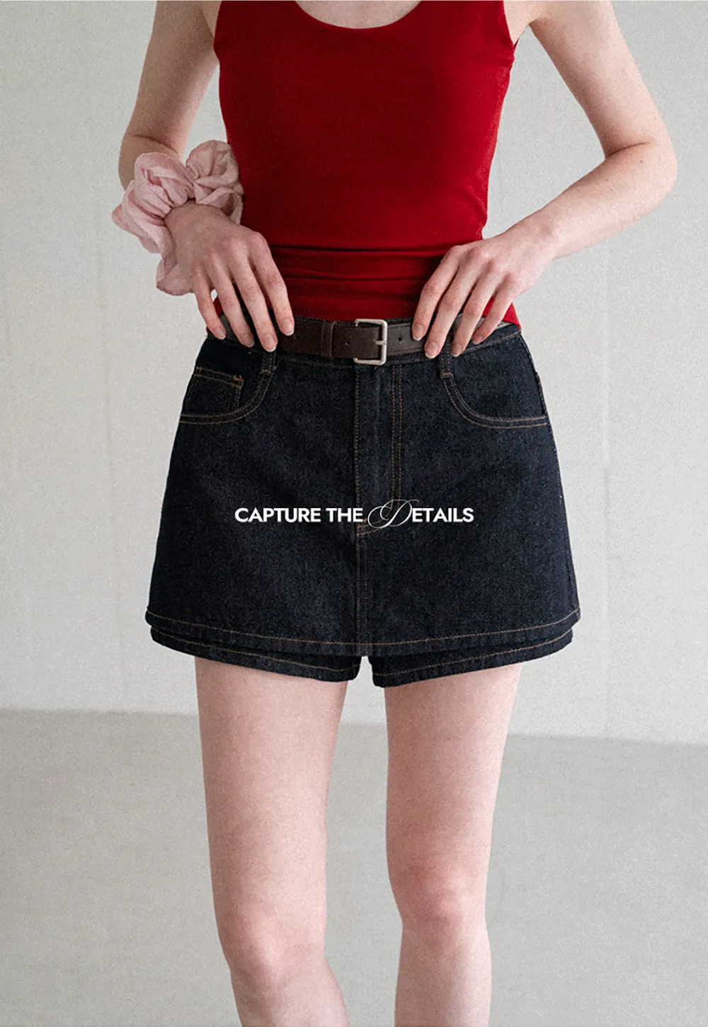 High Waist Denim Mini Skirt With Belt Loop Detail
