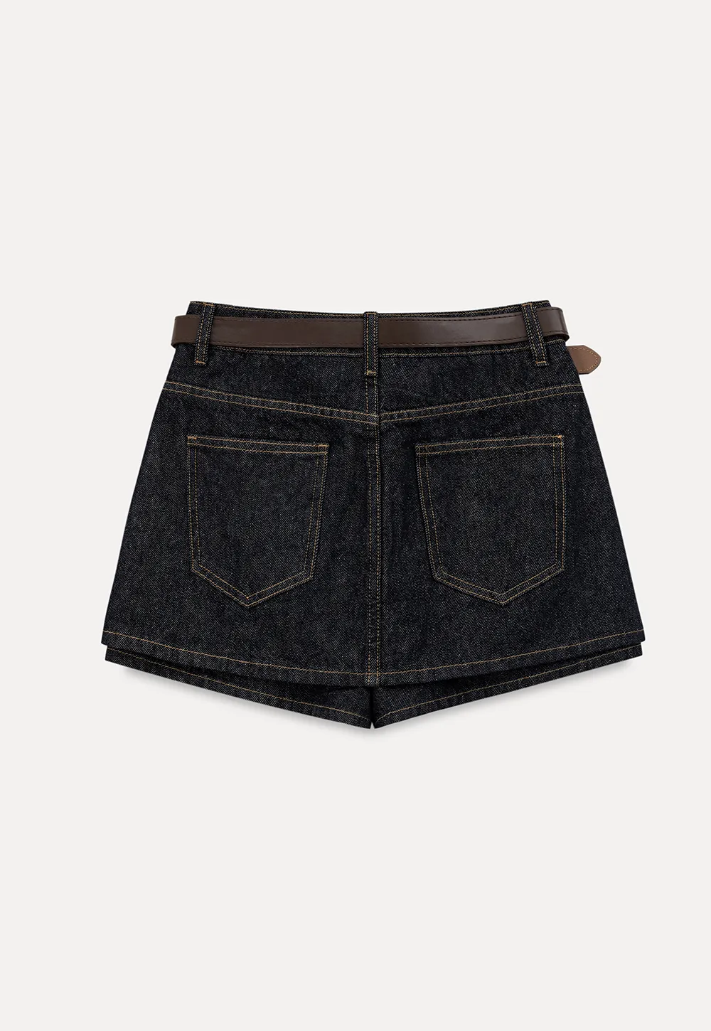High Waist Denim Mini Skirt With Belt Loop Detail