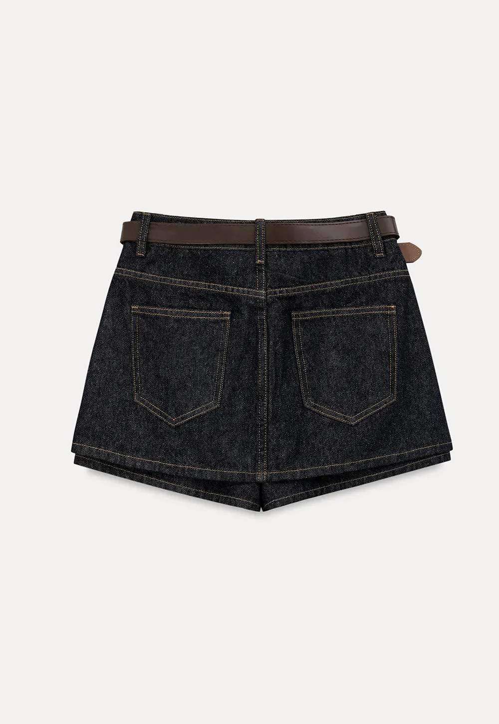 High Waist Denim Mini Skirt With Belt Loop Detail