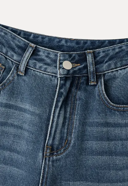 Cropped Wide Leg Denim Pants