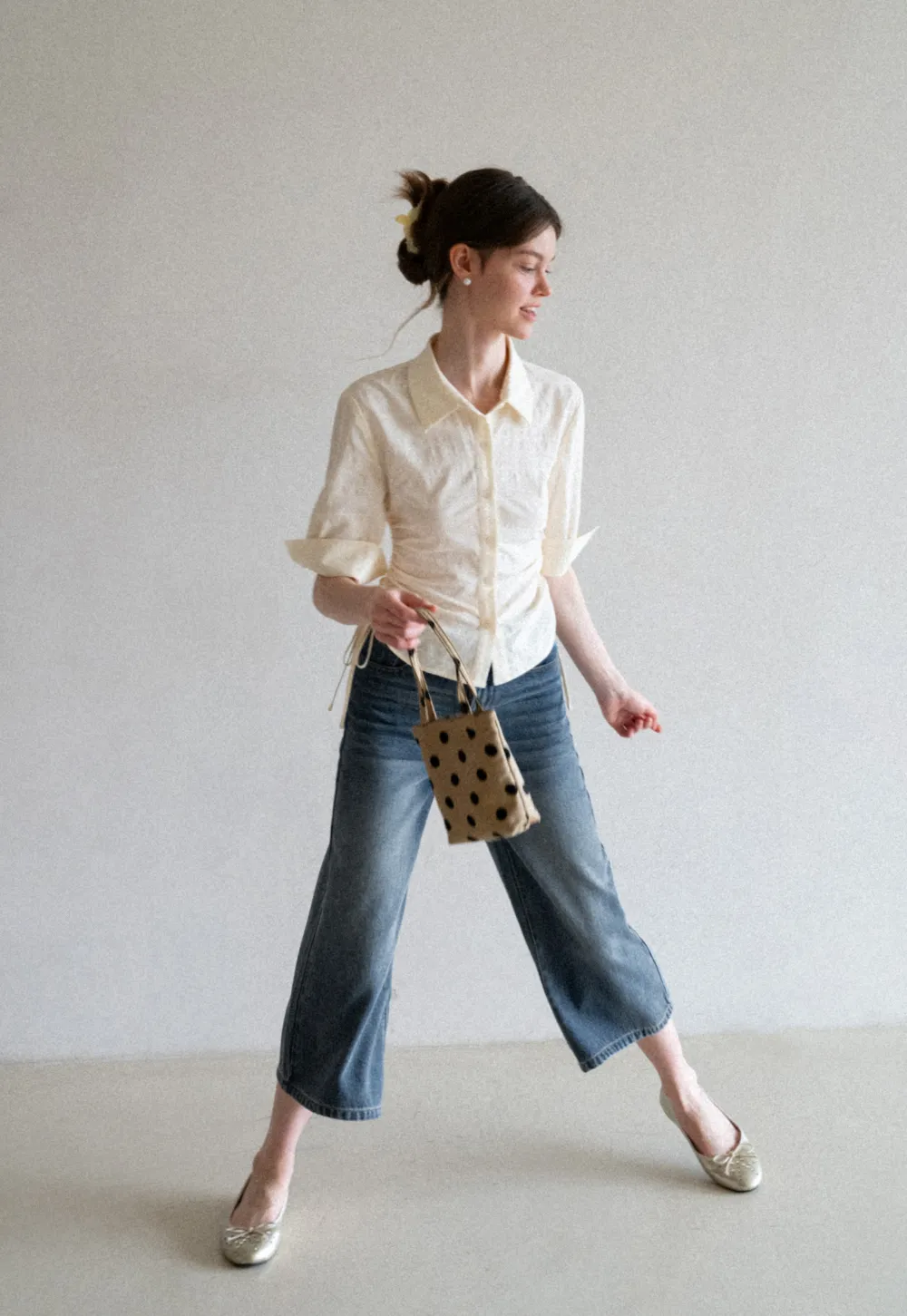 Cropped Wide Leg Denim Pants