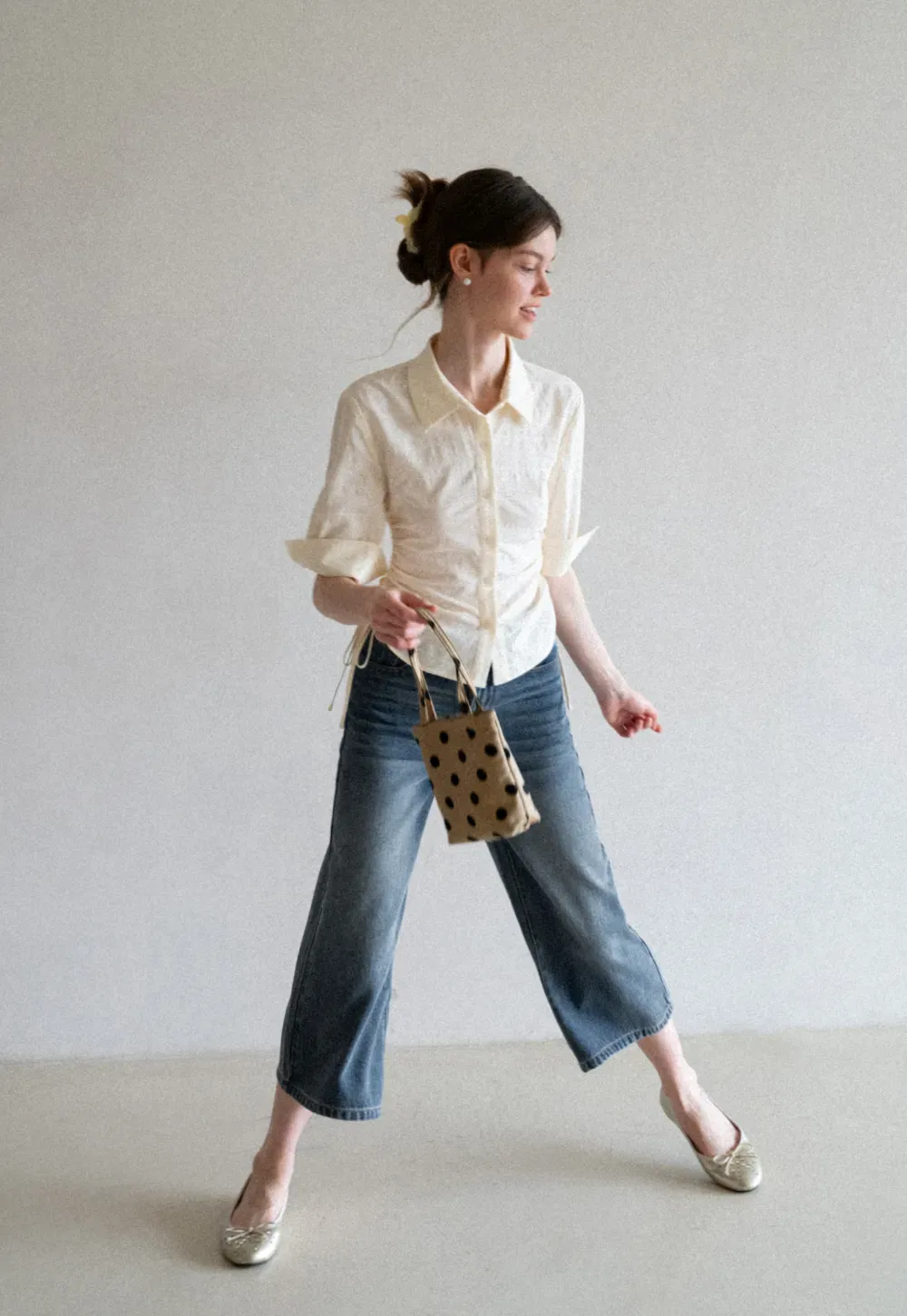 Cropped Wide Leg Denim Pants