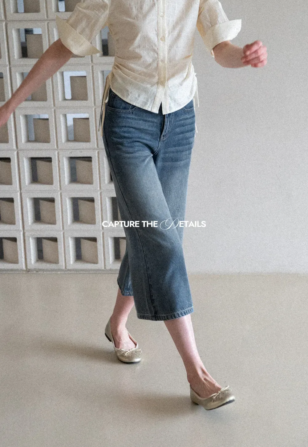 Cropped Wide Leg Denim Pants