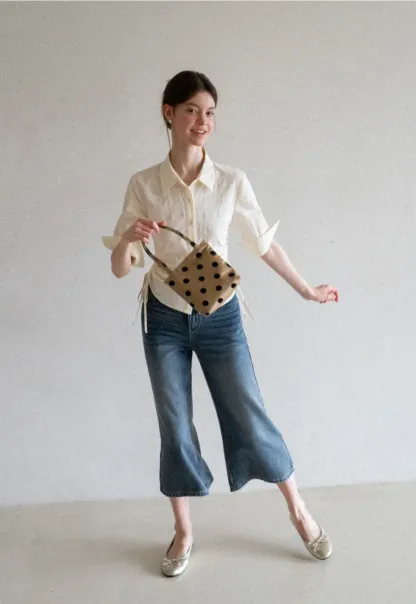 Cropped Wide Leg Denim Pants