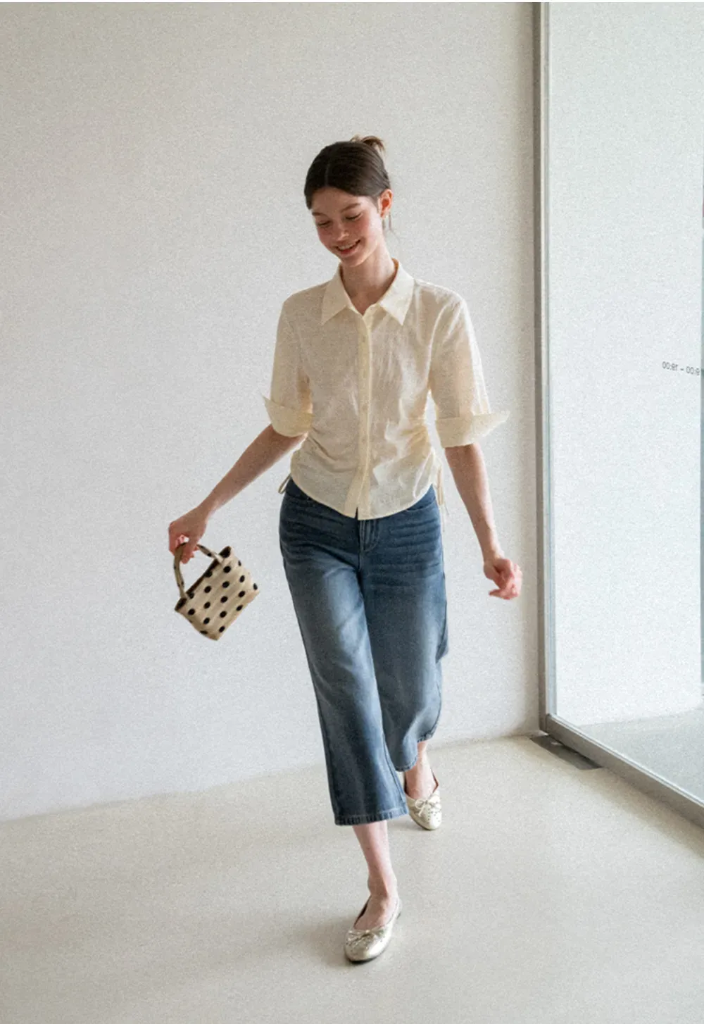 Cropped Wide Leg Denim Pants