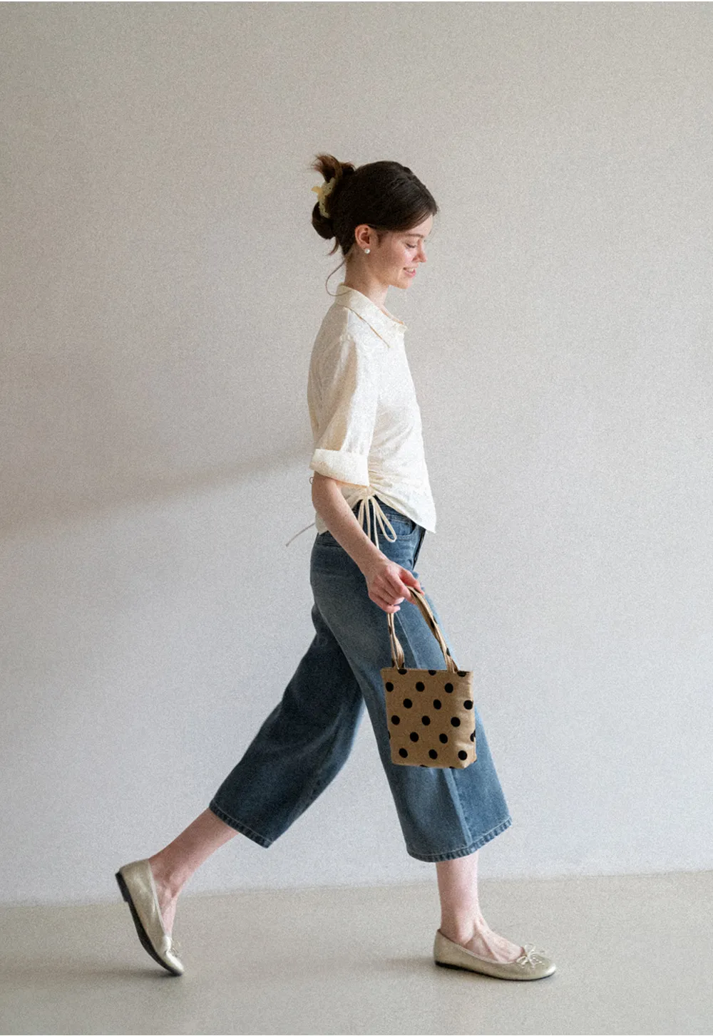 Cropped Wide Leg Denim Pants