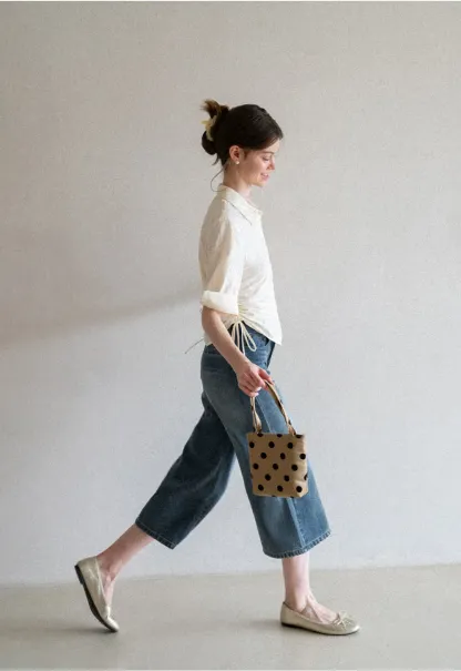 Cropped Wide Leg Denim Pants