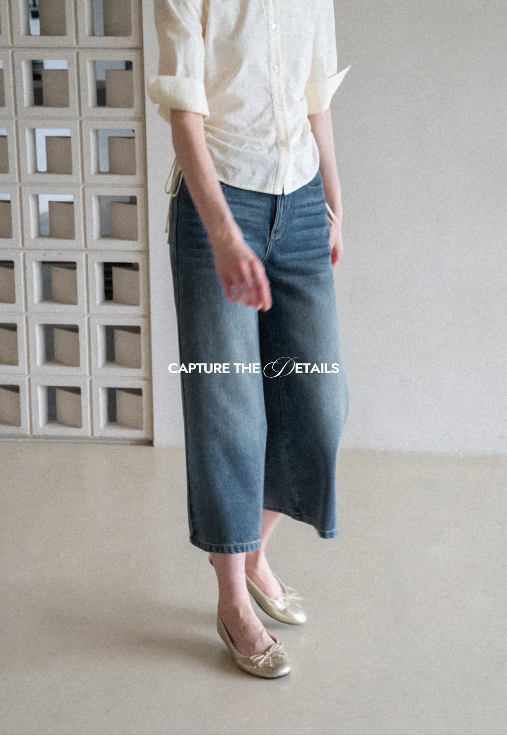 Cropped Wide Leg Denim Pants