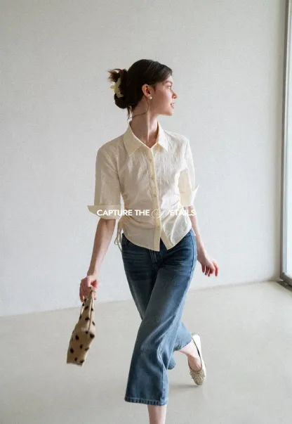 Cropped Wide Leg Denim Pants