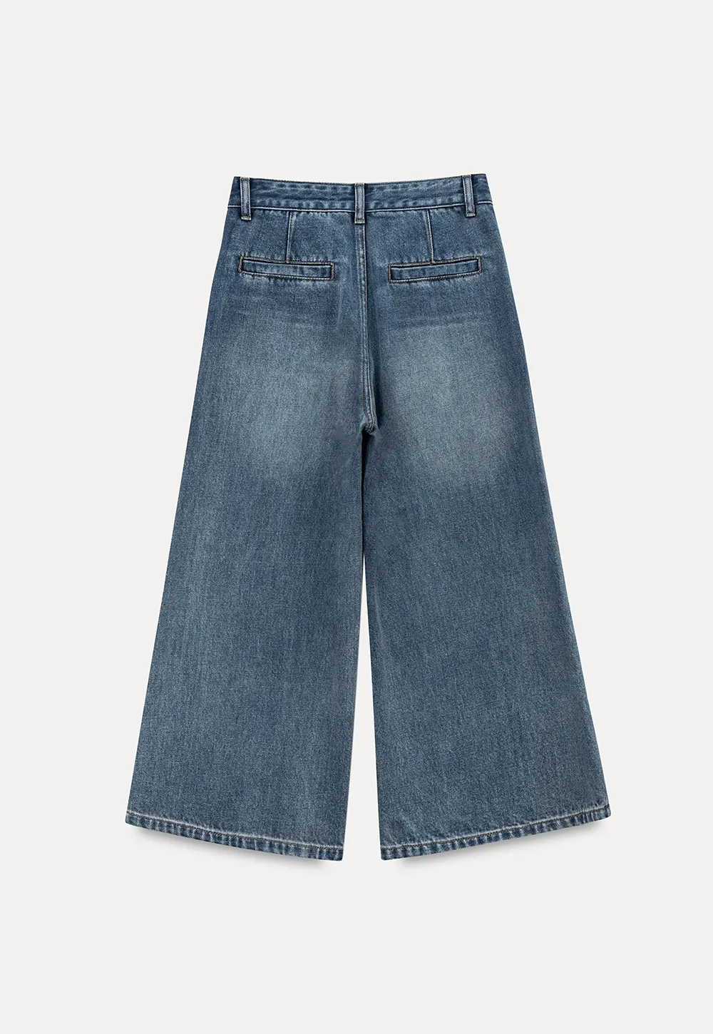 Cropped Wide Leg Denim Pants