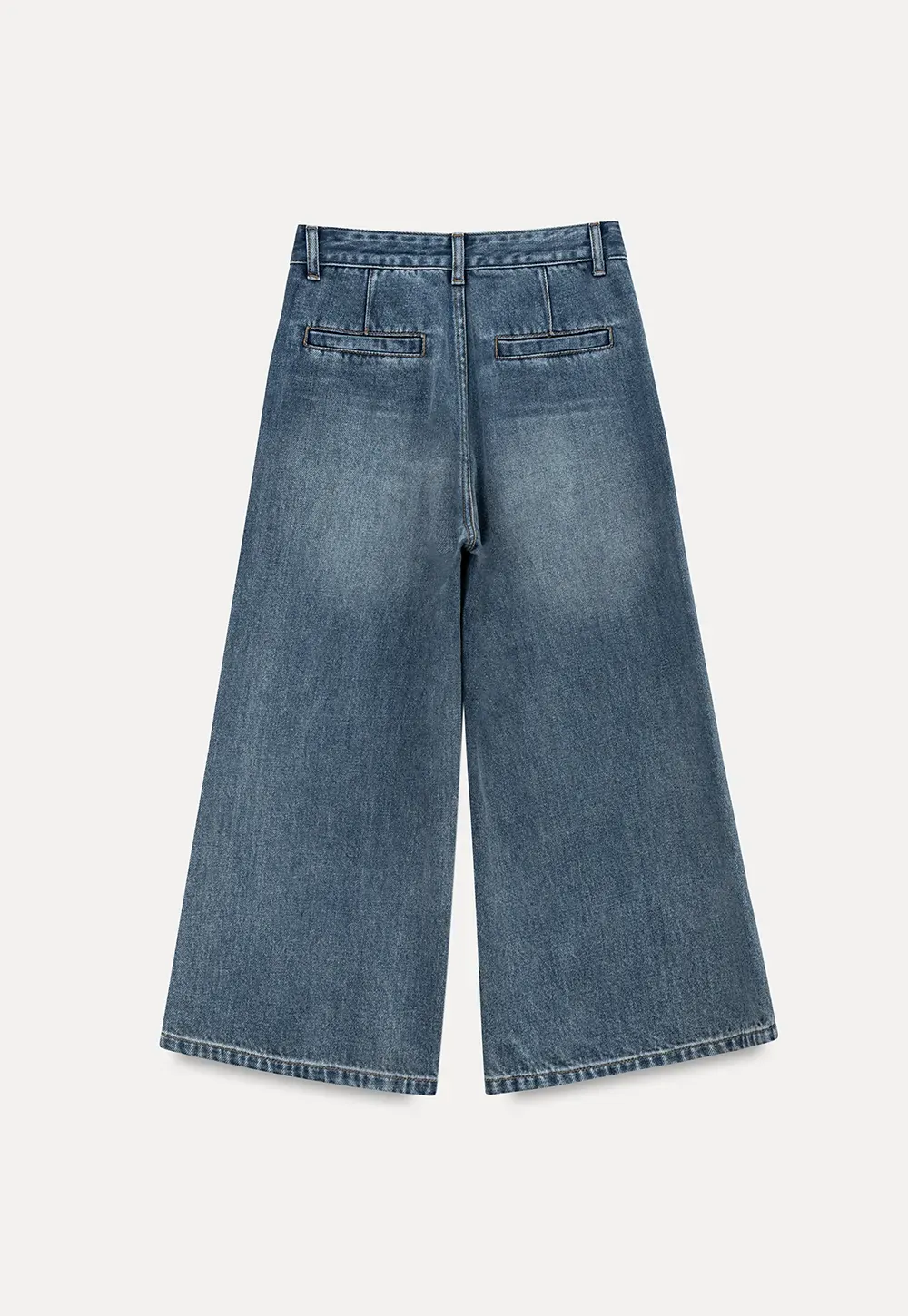 Cropped Wide Leg Denim Pants