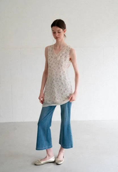 Cropped Flare Leg Denim Jeans