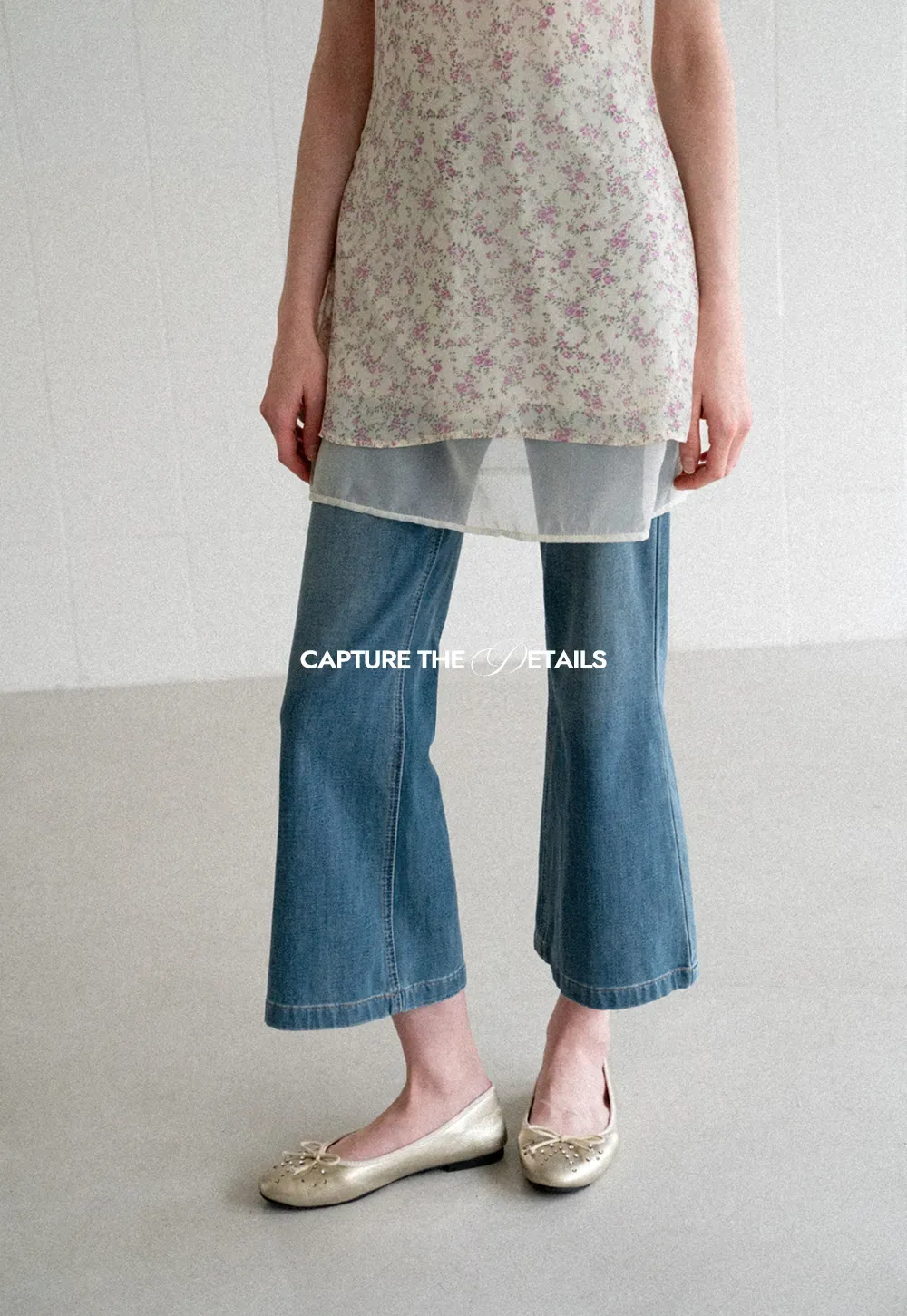 Cropped Flare Leg Denim Jeans