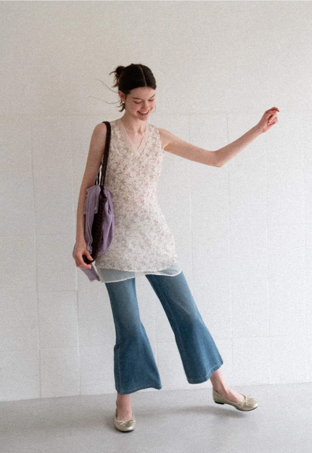 Cropped Flare Leg Denim Jeans