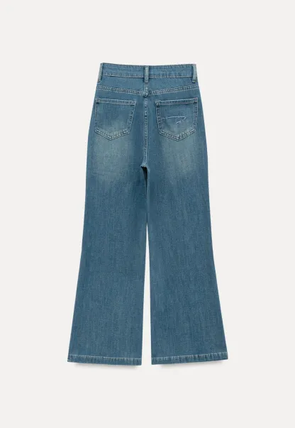 Cropped Flare Leg Denim Jeans