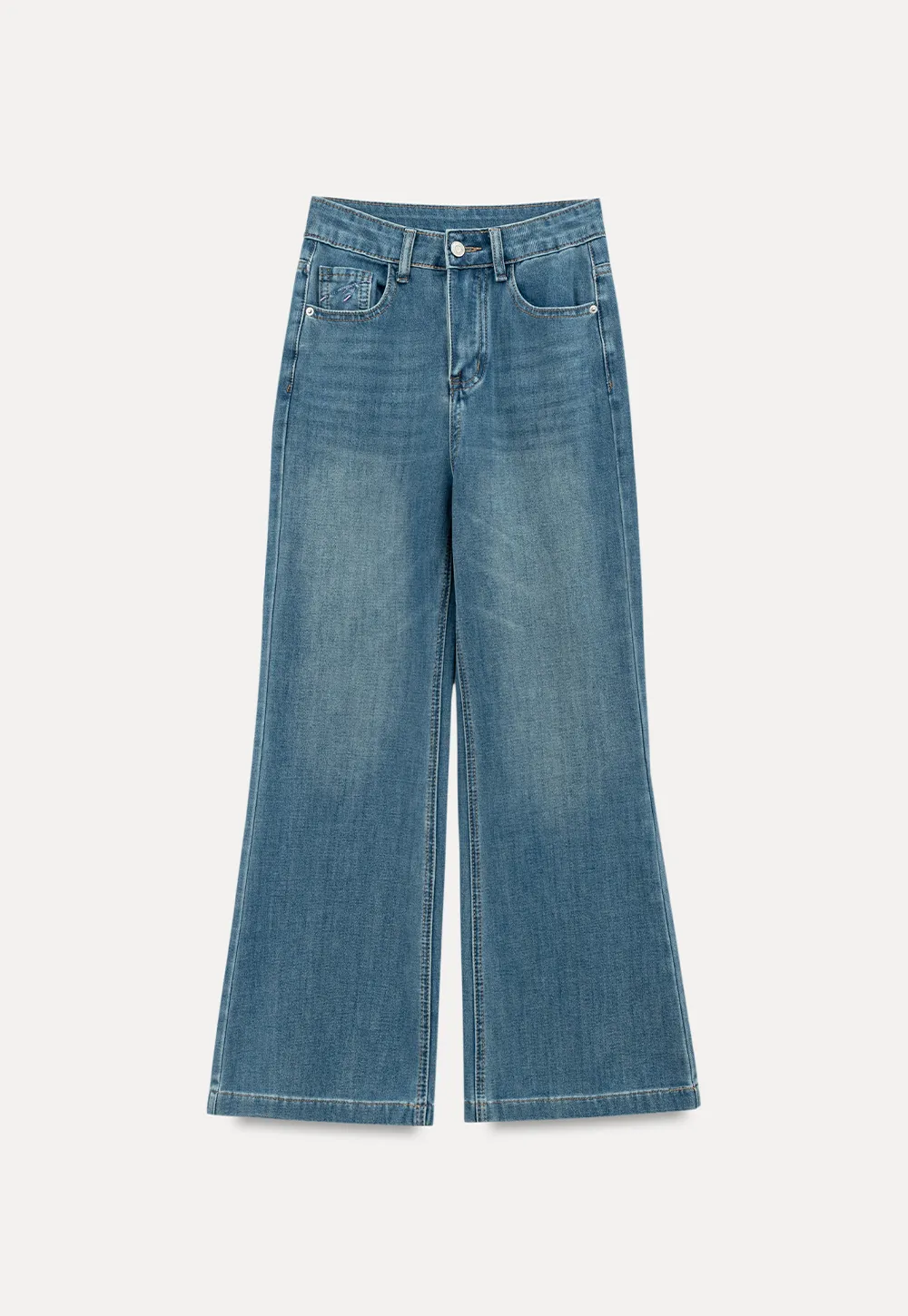 Cropped Flare Leg Denim Jeans