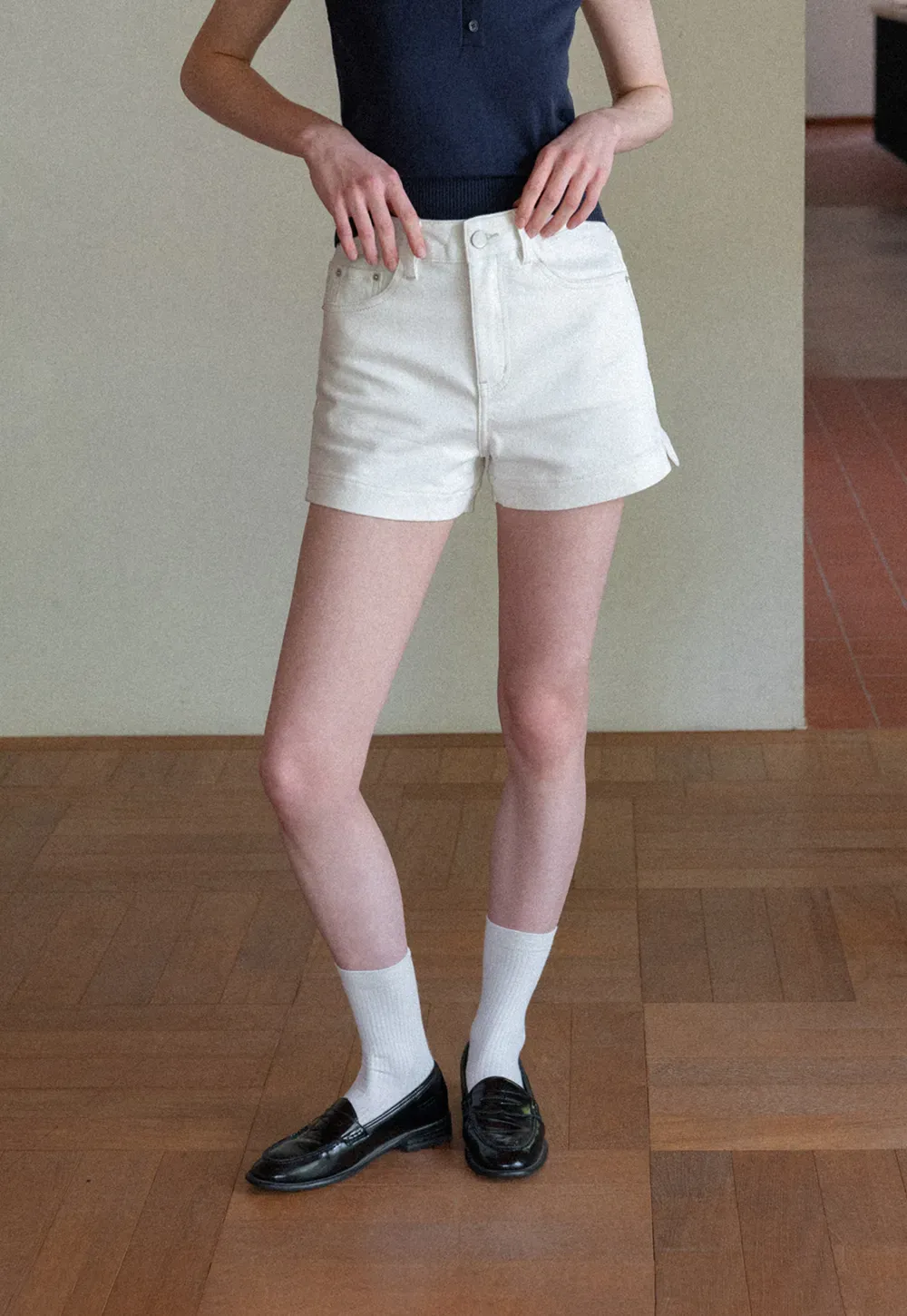 High Waist Cropped Denim Shorts