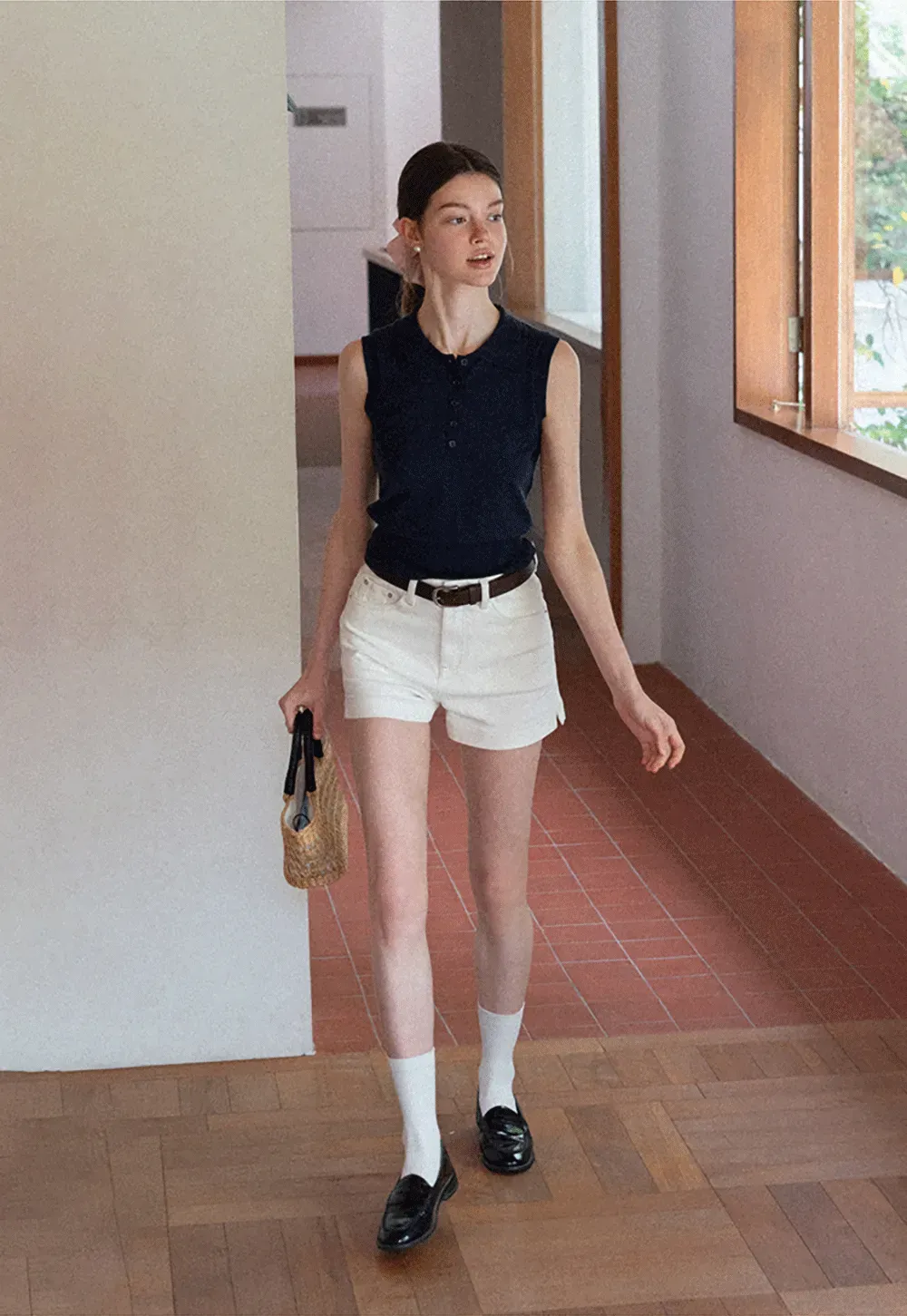High Waist Cropped Denim Shorts