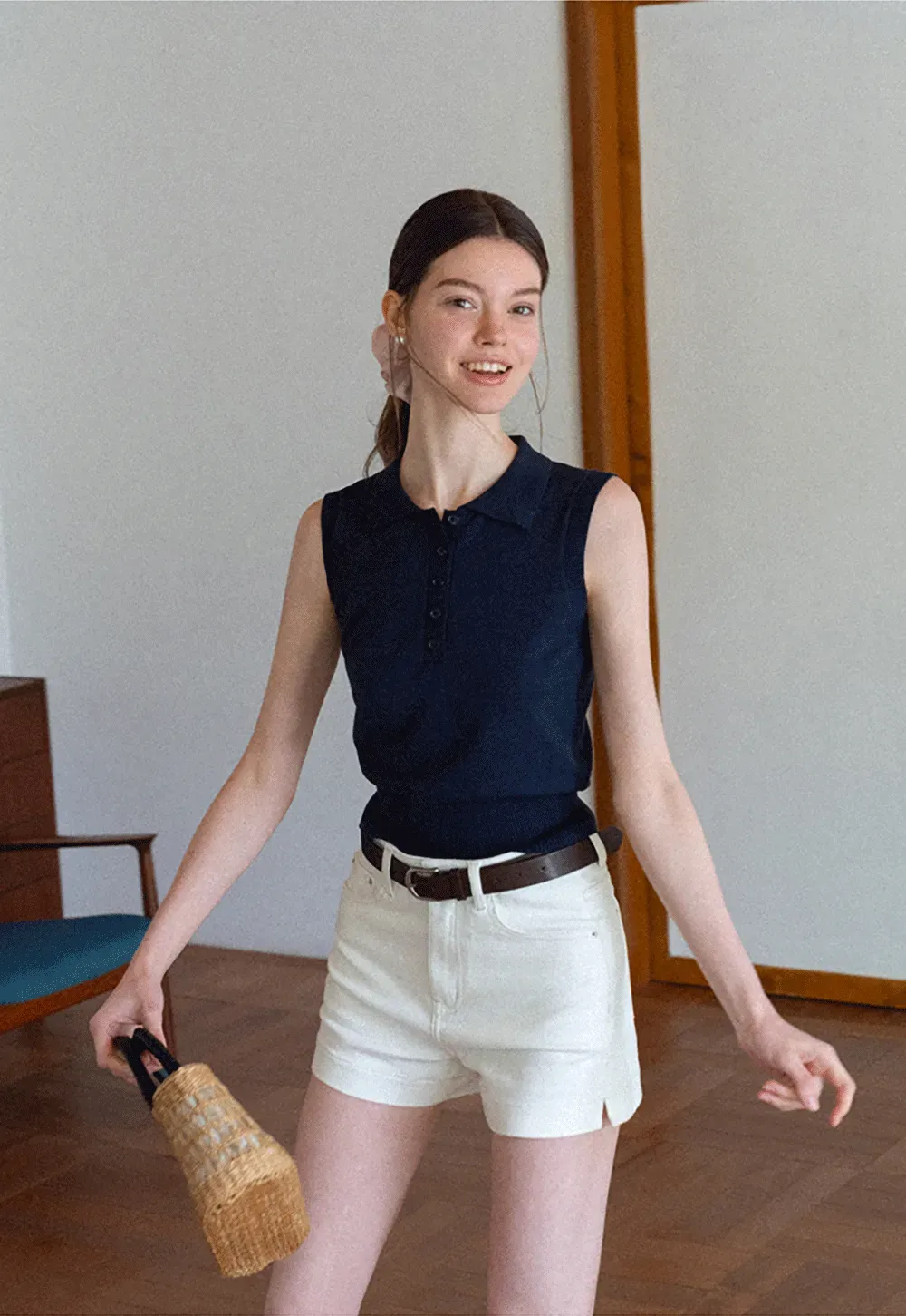High Waist Cropped Denim Shorts
