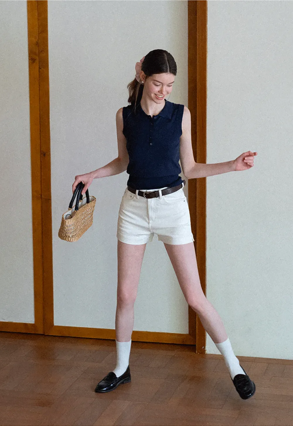 High Waist Cropped Denim Shorts