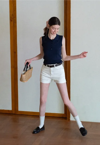 High Waist Cropped Denim Shorts