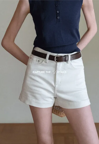 High Waist Cropped Denim Shorts