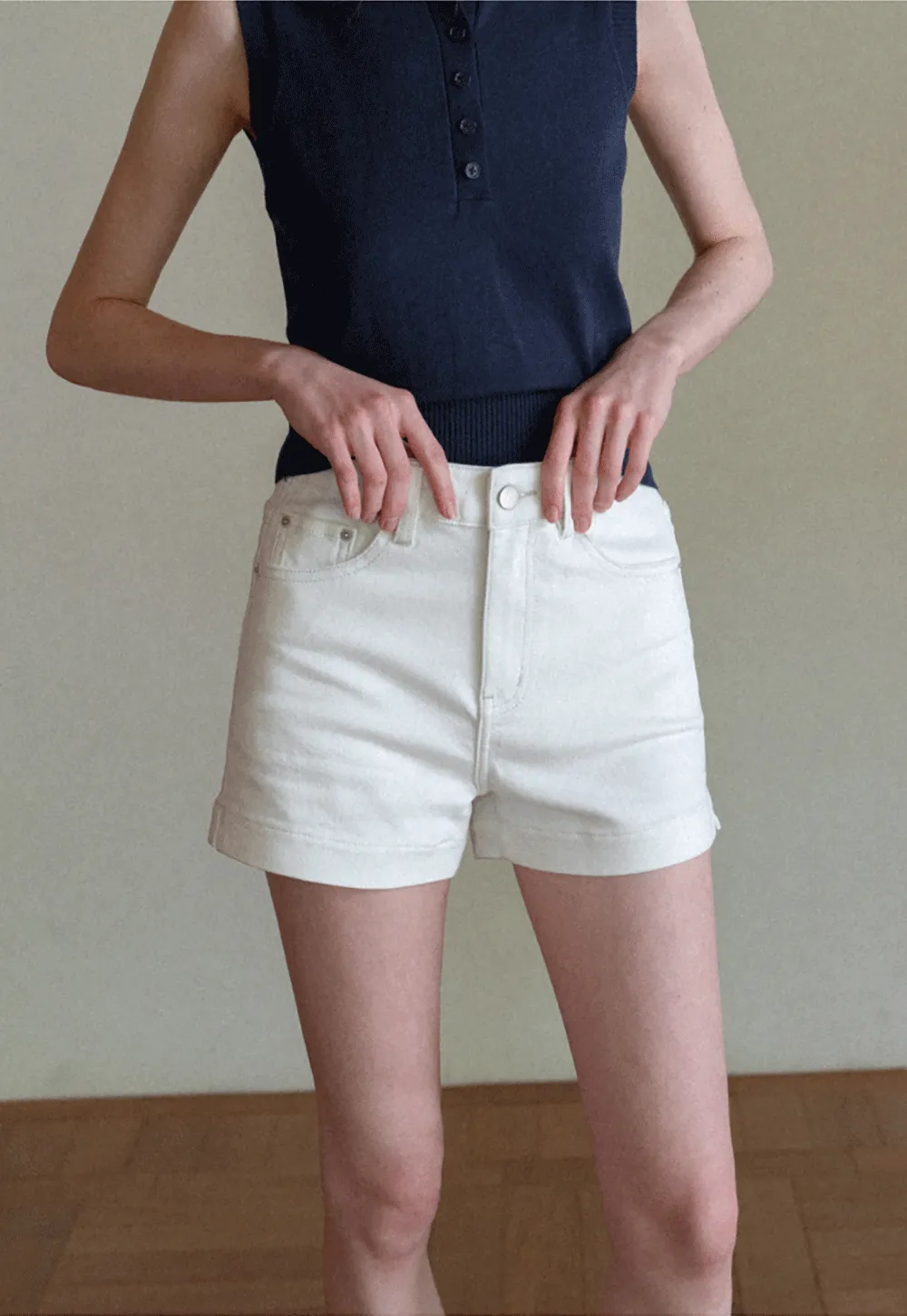 High Waist Cropped Denim Shorts