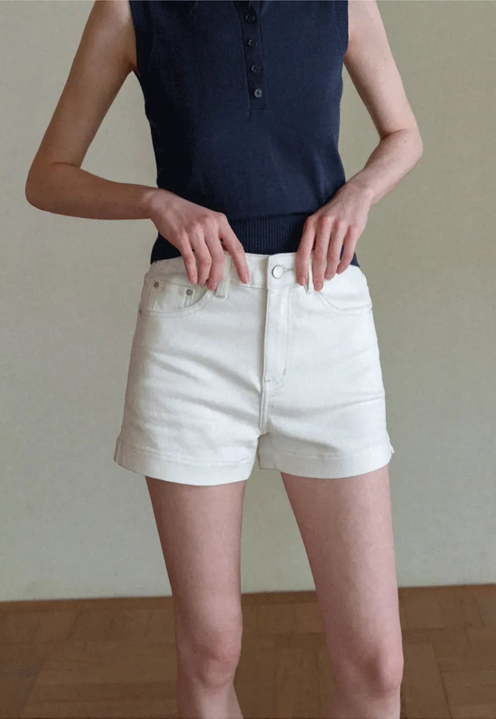 High Waist Cropped Denim Shorts