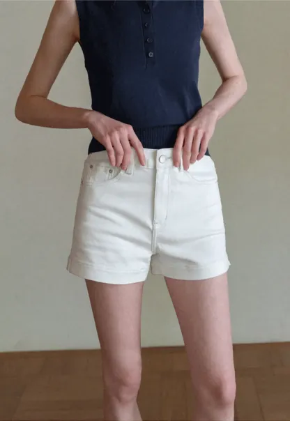 High Waist Cropped Denim Shorts