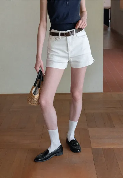 High Waist Cropped Denim Shorts