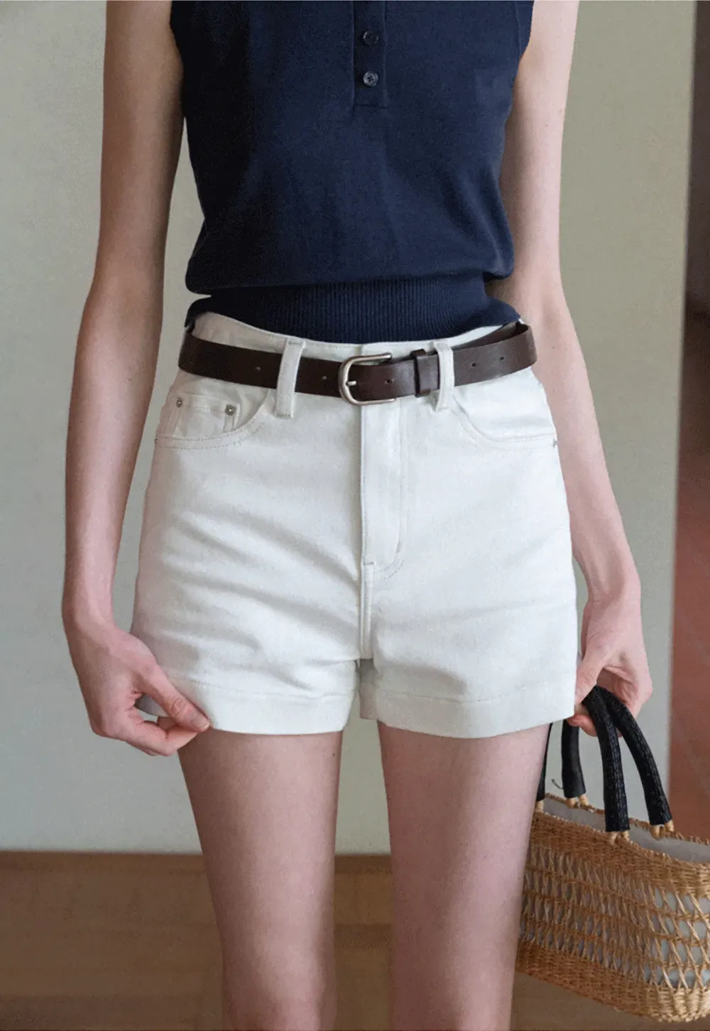 High Waist Cropped Denim Shorts