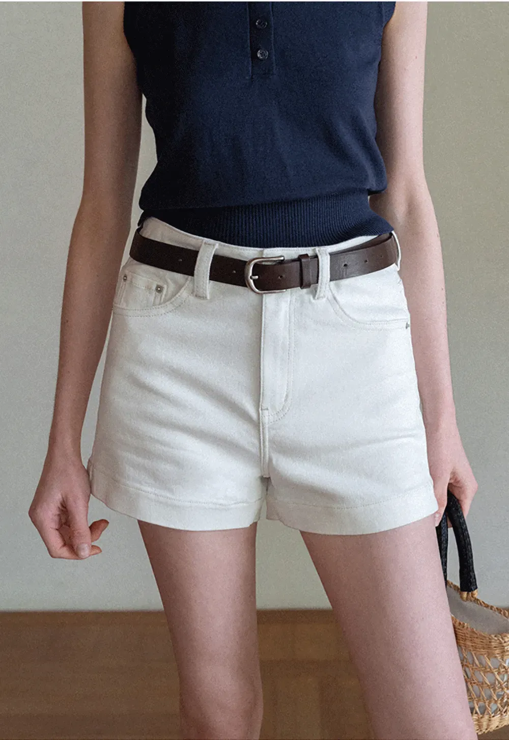 High Waist Cropped Denim Shorts